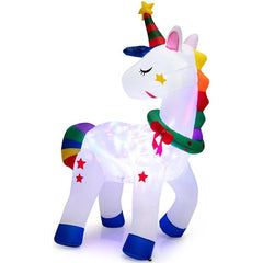 Costway Holiday Ornaments 6 Feet Inflatable Unicorn Decoration with Rainbow by Costway 78306519