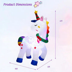 6 Feet Inflatable Unicorn Decoration with Rainbow by Costway