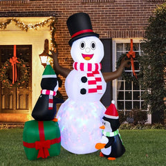 6 Feet Lighted Inflatable Snowman Christmas Decoration with Penguin by Costway