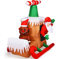 6 Feet Long Inflatable Santa Claus Flying Airplane by Costway