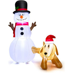 Costway Holiday Ornaments 6 Feet Tall Inflatable Snowman and Dog Set Christmas Decoration with LED Lights by Costway 81246735