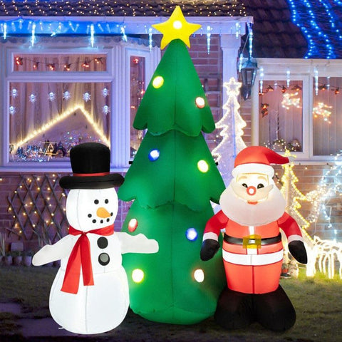 Costway Holiday Ornaments 6 Feet Tall Lighted Inflatable Christmas Decoration with Santa Claus and Snowman by Costway 781880294603 73826054 Christmas Double Snowmen Built-in Rotating LED Lights Costway