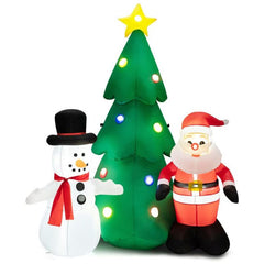 Costway Holiday Ornaments 6 Feet Tall Lighted Inflatable Christmas Decoration with Santa Claus and Snowman by Costway 781880294603 73826054 Christmas Double Snowmen Built-in Rotating LED Lights Costway