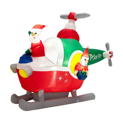 6 Feet Wide Inflatable Santa Claus Flying a Helicopter with Air Blower by Costway