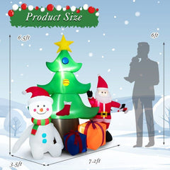 7.2 Feet Inflatable Lighted Christmas Decoration Tree with Santa Claus by Costway