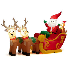 7.2 Feet Long Christmas Inflatable Santa on Sleigh with LED Lights Dog and Gifts Yard by Costway