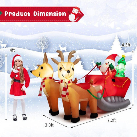 Costway Holiday Ornaments 7.2 Feet Long Christmas Inflatable Santa Rides Sled with LED Lights by Costway 781880249825 03945127 7.2 Feet Long Christmas Inflatable Santa Rides Sled LED Lights Costway