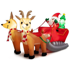 7.2 Feet Long Christmas Inflatable Santa Rides Sled with LED Lights by Costway