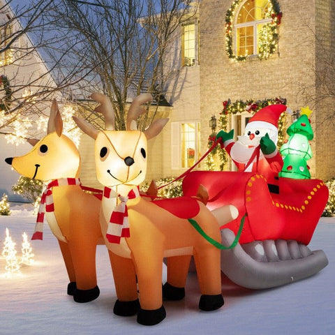 Costway Holiday Ornaments 7.2 Feet Long Christmas Inflatable Santa Rides Sled with LED Lights by Costway 781880249825 03945127 7.2 Feet Long Christmas Inflatable Santa Rides Sled LED Lights Costway