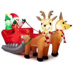 Costway Holiday Ornaments 7.2 Feet Long Christmas Inflatable Santa Rides Sled with LED Lights by Costway 781880249825 03945127 7.2 Feet Long Christmas Inflatable Santa Rides Sled LED Lights Costway