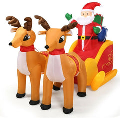 7.5 Feet Waterproof Outdoor Inflatable Santa with Double Deer and Sled by Costway