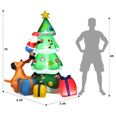 Costway Holiday Ornaments 7 Feet Inflatable Christmas Tree Santa Decor with LED Lights by Costway 781880293798 73621549 6 Ft Christmas Inflatable Snowmen Blow Up Christmas Decoration Costway