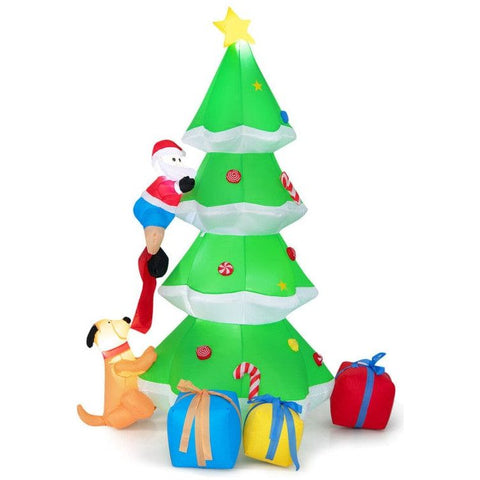 Costway Holiday Ornaments 7 Feet Inflatable Christmas Tree with Santa Claus and Dog by Costway 781880293811 69753104