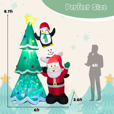 Costway Holiday Ornaments 8.7 Feet Inflatable Christmas Tree with Santa Claus and Snowman and Penguin Blow-up by Costway 27039465 8.7 Ft Christmas Tree Santa Claus Snowman Penguin Blow-up Costway