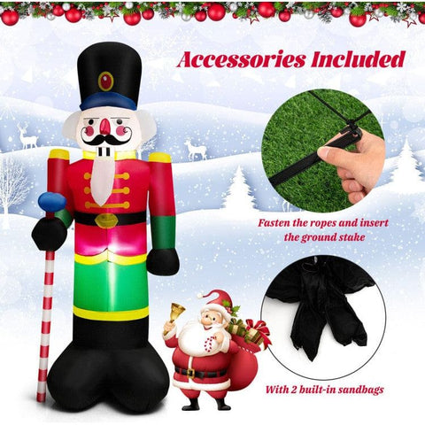 Costway Holiday Ornaments 8 Feet Inflatable Nutcracker Soldier with 2 Built-in LED Lights by Costway 12097453 8 Feet Inflatable Nutcracker Soldier 2 Built-in LED Lights Costway