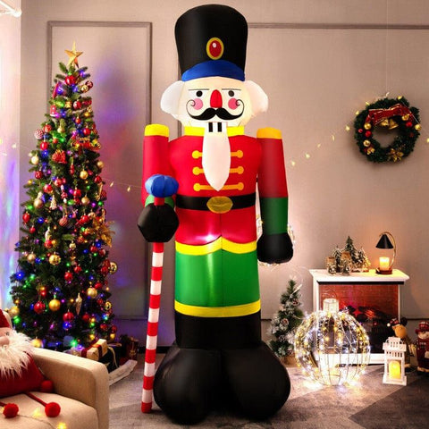 Costway Holiday Ornaments 8 Feet Inflatable Nutcracker Soldier with 2 Built-in LED Lights by Costway 12097453 8 Feet Inflatable Nutcracker Soldier 2 Built-in LED Lights Costway