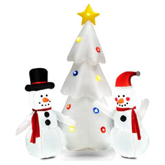 Costway Holiday Ornaments Inflatable Christmas Double Snowmen Decoration with Built-in Rotating LED Lights by Costway 781880293835 78134562