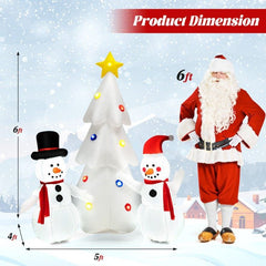 Inflatable Christmas Double Snowmen Decoration with Built-in Rotating LED Lights by Costway