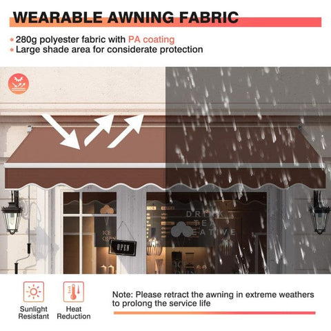 Costway Home & Garden 10 x 8.2 Feet Retractable Awning with Easy Opening Manual Crank Handle by Costway 781880276654 91638542 10 x 8.2 Feet Retractable Awning with Easy Opening Manual Crank Handle