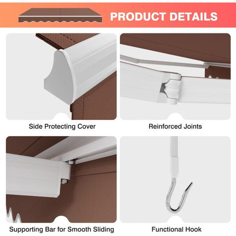 Costway Home & Garden 10 x 8.2 Feet Retractable Awning with Easy Opening Manual Crank Handle by Costway 781880276654 91638542 10 x 8.2 Feet Retractable Awning with Easy Opening Manual Crank Handle