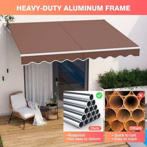 Costway Home & Garden 10 x 8.2 Feet Retractable Awning with Easy Opening Manual Crank Handle by Costway 781880276654 91638542 10 x 8.2 Feet Retractable Awning with Easy Opening Manual Crank Handle