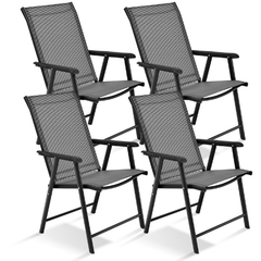 4-Pack Patio Folding Chairs Portable for Outdoor Camping by Costway