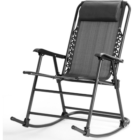 Costway indoor furniture Gray Outdoor Patio Headrest Folding Zero Gravity Rocking Chair by Costway 96872153- Gray