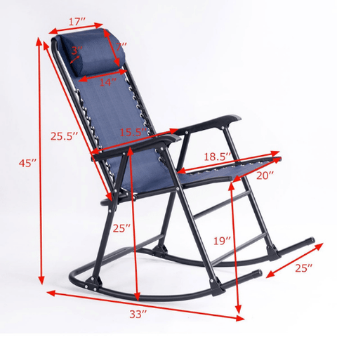 Costway indoor furniture Outdoor Patio Headrest Folding Zero Gravity Rocking Chair by Costway