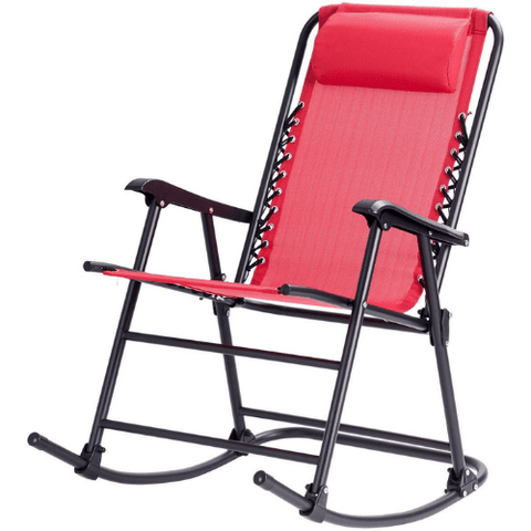 Costway indoor furniture Red Outdoor Patio Headrest Folding Zero Gravity Rocking Chair by Costway 96872153- Red