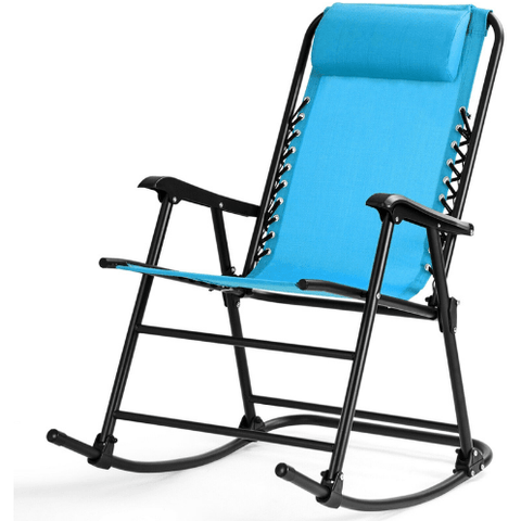 Costway indoor furniture Turquoise Outdoor Patio Headrest Folding Zero Gravity Rocking Chair by Costway 96872153- Turquoise