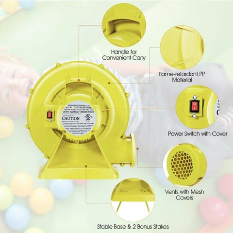 Costway Inflatable Bouncer Accessories 350 Watt 0.5 HP Air Blower Pump Fan for Inflatable Bounce House and Bouncy Castle by Costway 86341792 350 Watt 0.5 HP Air Blower Pump Fan for Inflatable Bounce House 