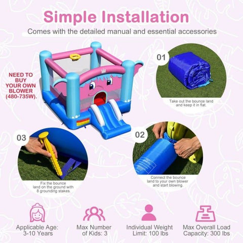Costway Inflatable Bouncers 3-in-1 Elephant Theme Inflatable Castle without Blower by Costway 781880256328 57382109