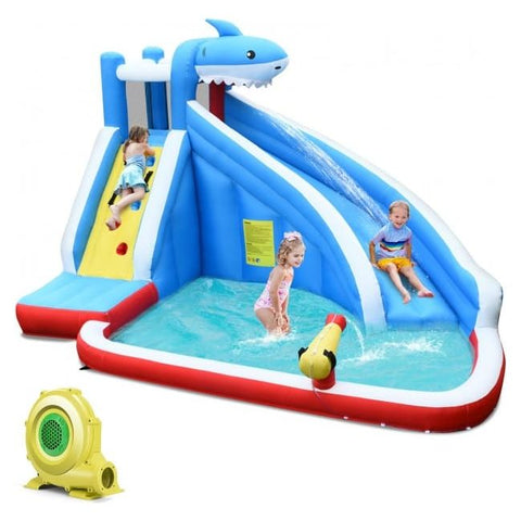 Costway Inflatable Bouncers 4-in-1 Inflatable Water Slide Park with Long Slide and 735W Blower by Costway 781880234180 01642387 4-in-1 Inflatable Water Slide Park Long Slide 735W Blower Costway