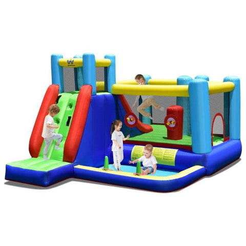 Costway Inflatable Bouncers 8-in-1 Kids Inflatable Bounce House with Slide without Blower by Costway 781880227069 24913075 8-in-1 Kids Inflatable Bounce House w/ Slide without Blower by Costway