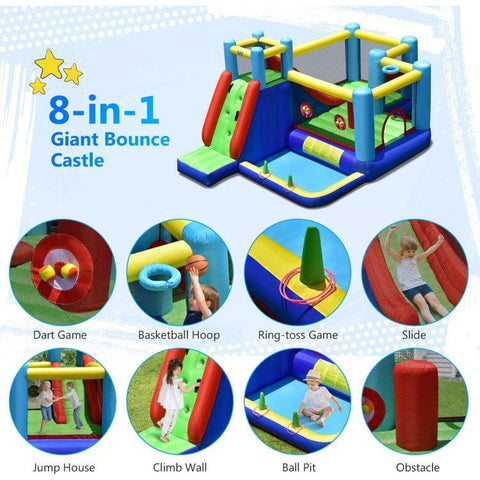 Costway Inflatable Bouncers 8-in-1 Kids Inflatable Bounce House with Slide without Blower by Costway 781880227069 24913075 8-in-1 Kids Inflatable Bounce House w/ Slide without Blower by Costway