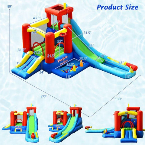 Costway Inflatable Bouncers 9-in-1 Inflatable Kids Water Slide Bounce House with 860W Blower by Costway 781880275046 36841957 9-in-1 Inflatable Kids Water Slide Bounce House w/ 860W Blower Costway