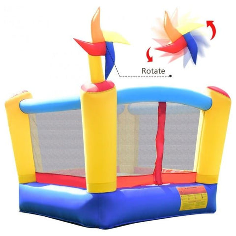 Costway Inflatable Bouncers Castle Inflatable Moonwalk Bounce House with Rotating Windmill by Costway