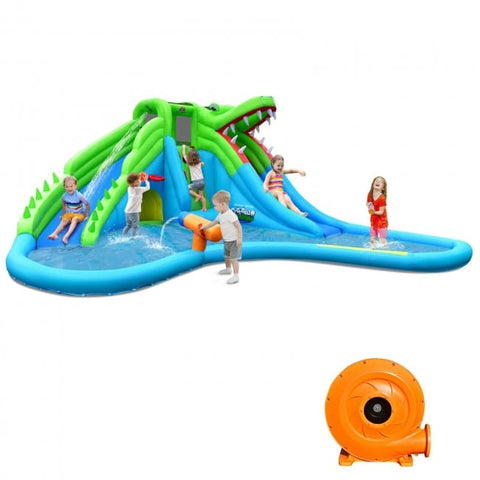 Costway Inflatable Bouncers Inflatable Crocodile Style Water Slide Upgraded Kids Bounce Castle with 780W Blower by Costway 781880256250 03791258 Crocodile Style Water Slide Upgraded Kids Bounce Castle w/ 780W Blower