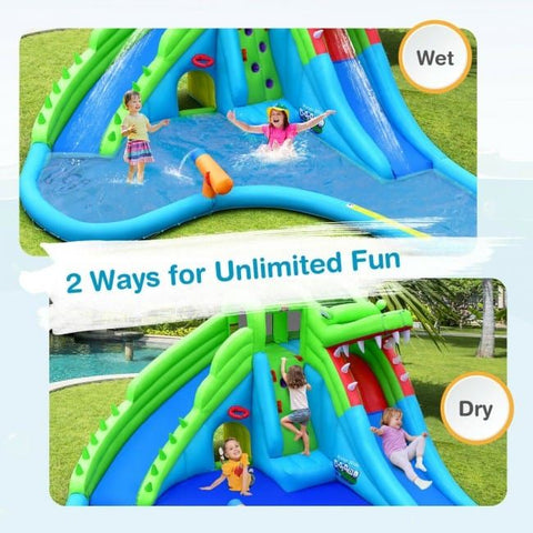 Costway Inflatable Bouncers Inflatable Crocodile Style Water Slide Upgraded Kids Bounce Castle with 780W Blower by Costway 781880256250 03791258 Crocodile Style Water Slide Upgraded Kids Bounce Castle w/ 780W Blower