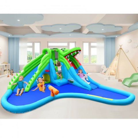 Costway Inflatable Bouncers Inflatable Crocodile Style Water Slide Upgraded Kids Bounce Castle with 780W Blower by Costway 781880256250 03791258 Crocodile Style Water Slide Upgraded Kids Bounce Castle w/ 780W Blower