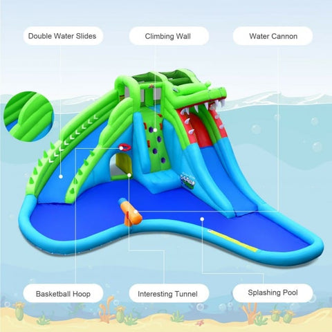 Costway Inflatable Bouncers Inflatable Crocodile Style Water Slide Upgraded Kids Bounce Castle with 780W Blower by Costway 781880256250 03791258 Crocodile Style Water Slide Upgraded Kids Bounce Castle w/ 780W Blower