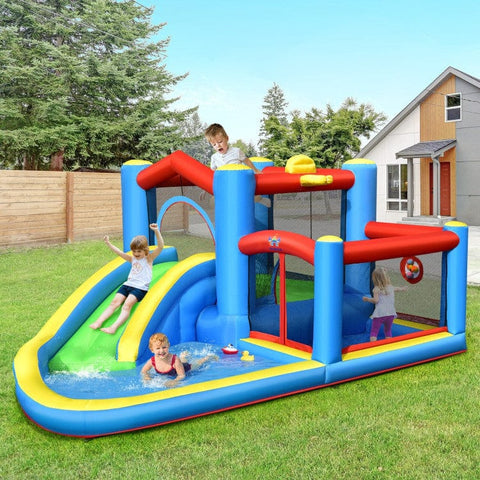 Costway Inflatable Bouncers Inflatable Kids Water Slide Bounce Castle with 480W Blower by Costway 781880275114 82039475