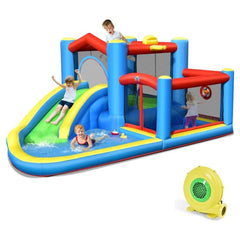 Costway Inflatable Bouncers Inflatable Kids Water Slide Bounce Castle with 480W Blower by Costway 781880275114 82039475