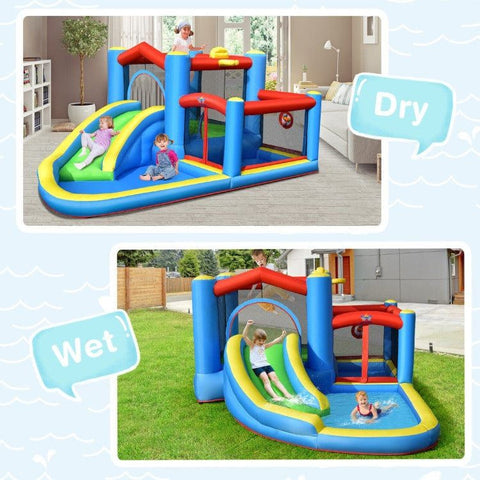 Costway Inflatable Bouncers Inflatable Kids Water Slide Bounce Castle with 480W Blower by Costway 781880275114 82039475