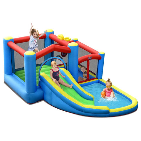 Costway Inflatable Bouncers Inflatable Kids Water Slide Bounce Castle with 480W Blower by Costway 781880275114 82039475