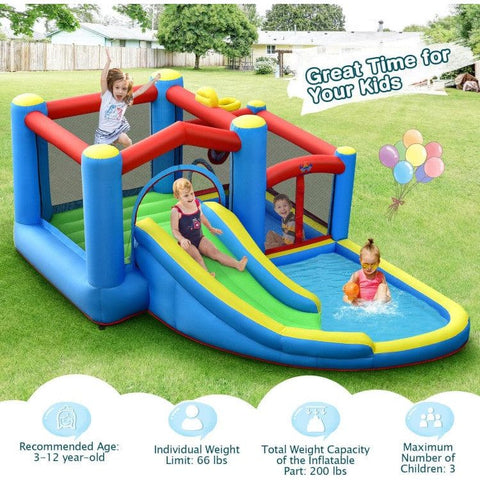 Costway Inflatable Bouncers Inflatable Kids Water Slide Bounce Castle with 480W Blower by Costway 781880275114 82039475