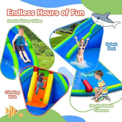 Costway Inflatable Bouncers Inflatable Water Park Waterslide for Kids Backyard with 780W Air Blower by Costway 781880256311 27184653 Inflatable Water Park Waterslide for Kids Backyard w/ 780W Air Blower 