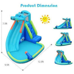 Inflatable Water Pool with Splash and Slide without Blower by Costway