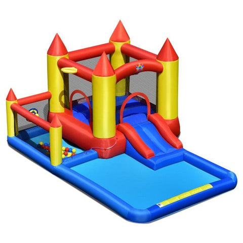 Costway Inflatable Bouncers Inflatable Water Slide Castle Kids Bounce House with 480W Blower by Costway 781880227229 39726015 Inflatable Water Slide Castle Kids Bounce House w/ 480W Blower Costway