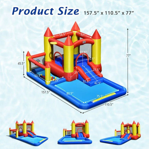 Costway Inflatable Bouncers Inflatable Water Slide Castle Kids Bounce House with 480W Blower by Costway 781880227229 39726015 Inflatable Water Slide Castle Kids Bounce House w/ 480W Blower Costway